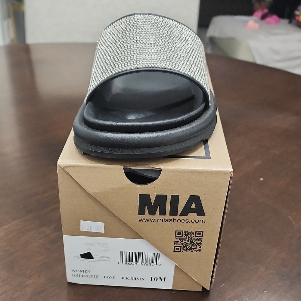 MIA Black and Silver Slide Sandals